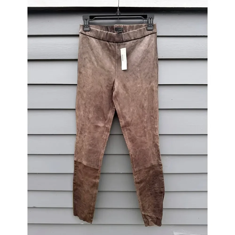 NWT J.CREW COLLECTION Brown Genuine Leather Pants Leggings 4